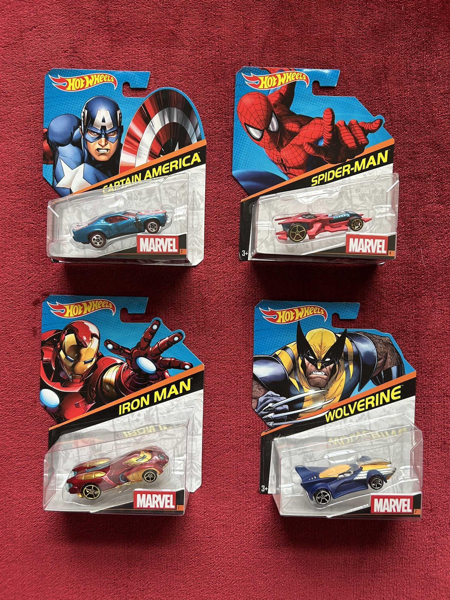 Hot Wheels Marvel Collection - Spider-Man Captain America Iron Man Wolverine