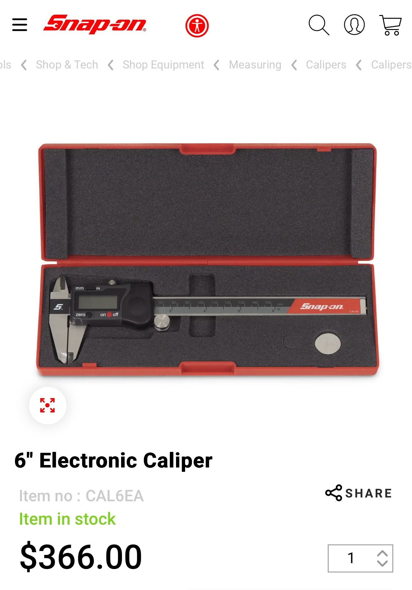Snap On 6” Electronic Caliper