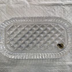 Vintage Waterford Crystal Lismore Tray, approximately 8.5" x 5" x 1.25", marked with signature and sticker!