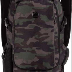 SwissGear 3598 Backpack, Narrow Daypack, Ideal for Commuting and School, Camo/Green