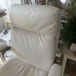 Revolving White Leather Office Chair