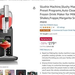 
Slushie Machine,Slushy Machine  Home,6 Preset Programs,Auto Cleaning,No Ice Needed, Frozen Drink Maker for Milk Shakes,Frappe,Marg