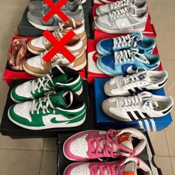 7 PAIR SNEAKER LOT - Sizes 5.5Y - 6W (Jordan, Nike, Adidas)
