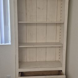 Solid Wood-White Wash Bookcase 
