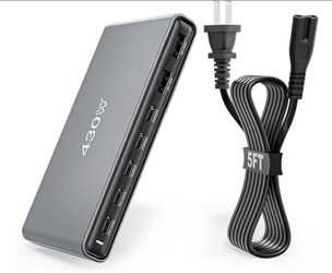 GaN5 430W USB C Charger Block Charging Station,Apple 7 Port Fast Charging Block with Dual 100W USBC Multiport Adapter TypeC & USBA Desktop Charger for