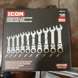 icon professional ratcheting stubby flex head combination wrench set