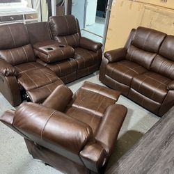 Brand New 3 Pc Sofa Set Recliners For $899