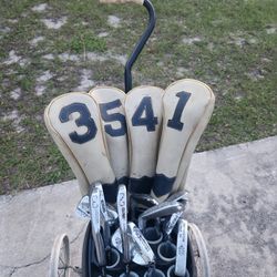 Antique Golf Club Bag and Cart