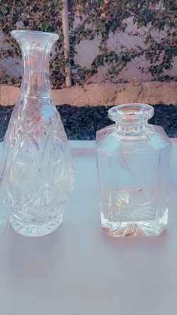 Crystal decanter and vase 3 items