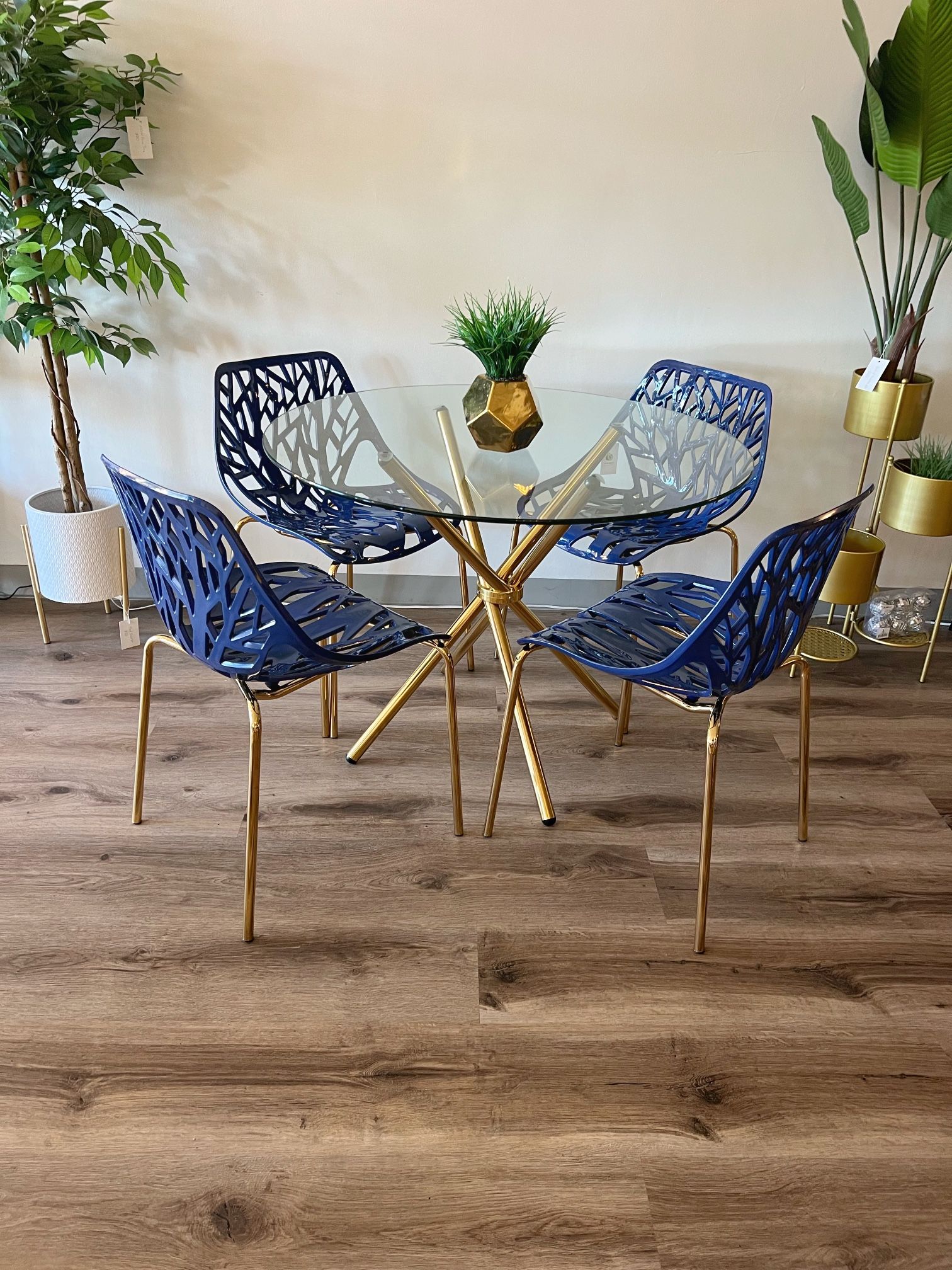 Navy Blue Kitchen Chairs And Table Set For 4