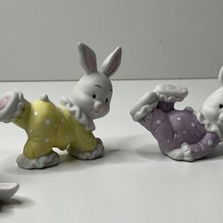 Vintage Artmark The Tumbler Porcelain Rabbit Bunny Figurines Pastel Colors Set Of 4