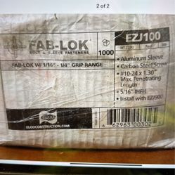 Fastener ( Fab-lok Ezj100 ) 1000 Pieces $700