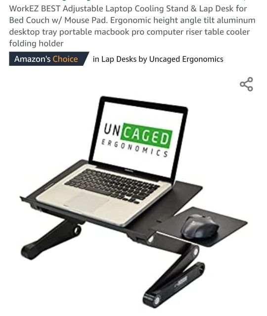 WorkEZ BEST Adjustable Laptop Cooling Stand & Lap Desk 