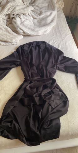 silky black bath robe