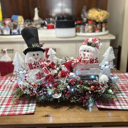 Handmade Snowman Centerpiece