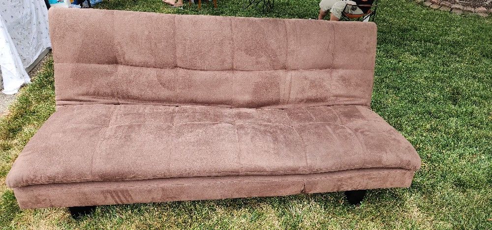 Futon Sofa Bed Multiway Microsuede Brown