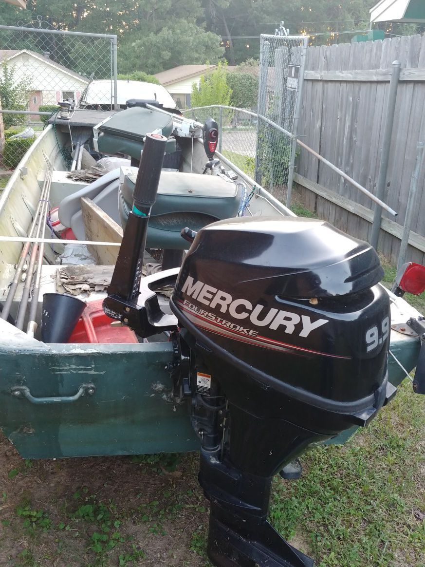 Boat, Fish finder and new motor and everything in the boat.