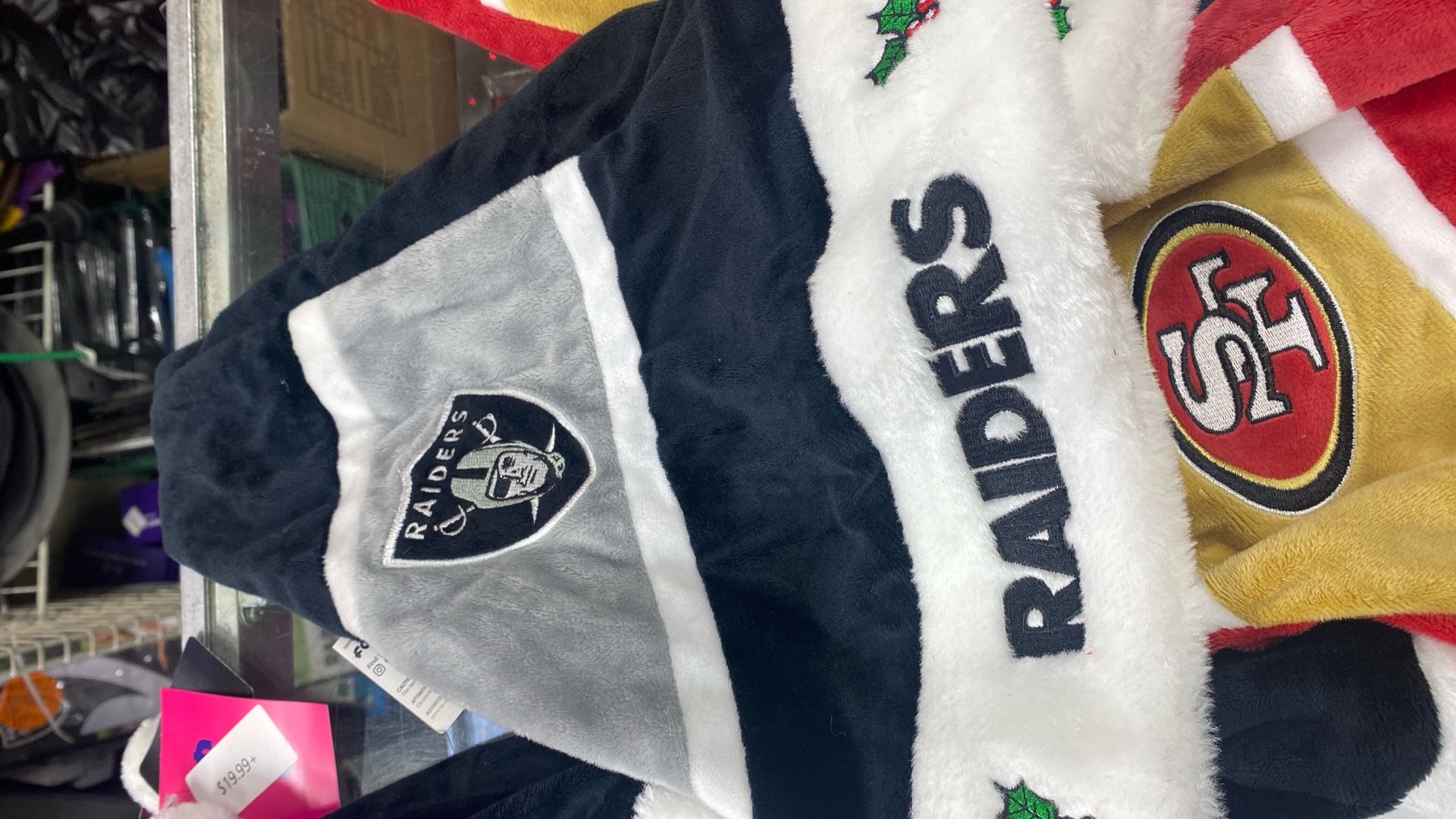 Santa Hats, Raiders Niners Cowboys, Rams Redskins, Steelers Patriots