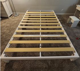 Bed frame Harlow Solid White painted Wood, Queen size