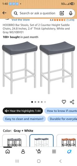 Gray + White Bar Stools (Set of 2)