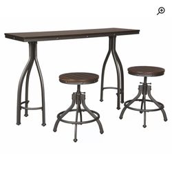 Table With Two Adjustable Stools 