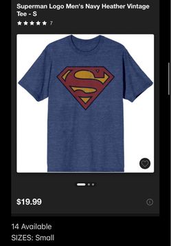 Superman Logo Men's Navy Heather size s only Vintage Tee