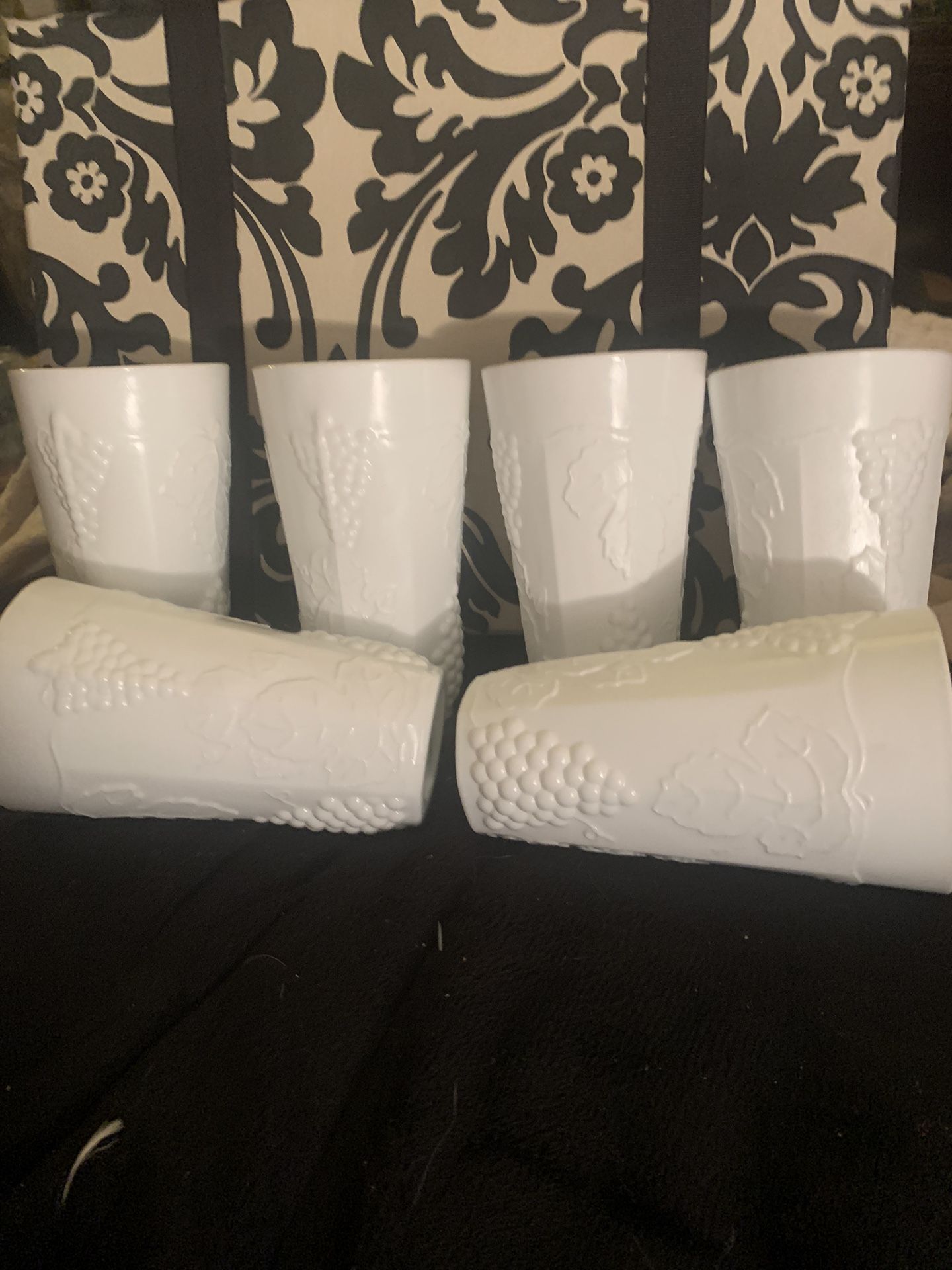 Six - Vintage Milk Glass tumblers