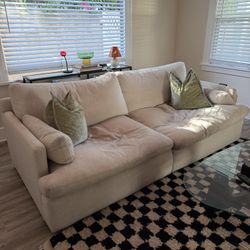 Ashley Furniture Cloud-Style Sofa | Custom Goose-Down Cushions | Ivory