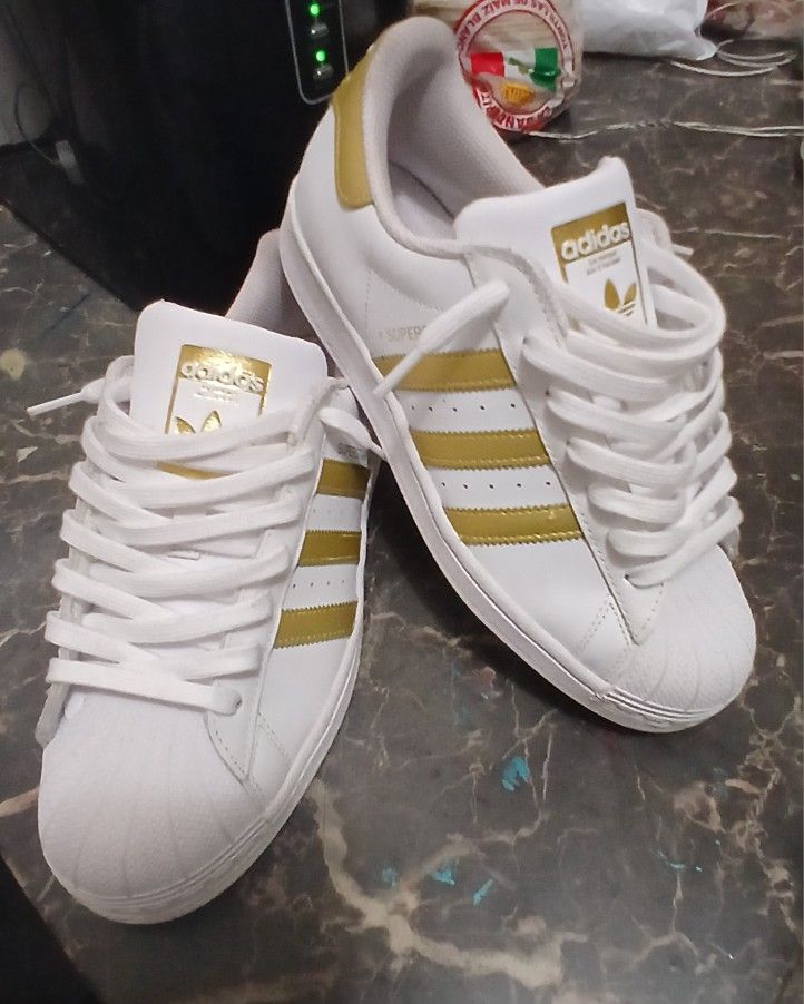 Adidas Superstar Gold And White
