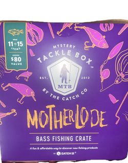 Mystery Tackle Box Catch Co Mother Lode Bass Fishing Crate 11-15 Item Package