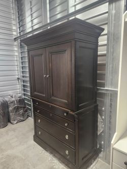 Solid Wood Armoire / Media Cabinet – Dark Cherry Finish – Excellent Condition ($395 OBO)