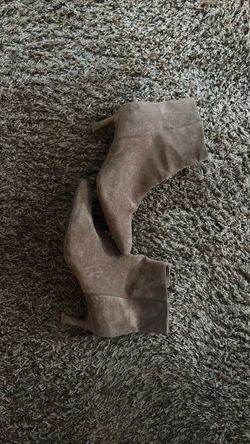Taupe Suede Ankle Boots with Heel