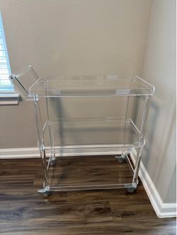 Clear Acrylic Bar Cart – 3-Tier Rolling Serving Cart with Locking Wheels