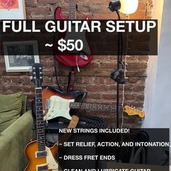 Full Electric Guitar & Bass Setup including strings.