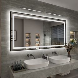 LED Mirror- 72” x 36” LED Touch Button Bathroom Vanity Mirror, Switchable Color LED with Defogger