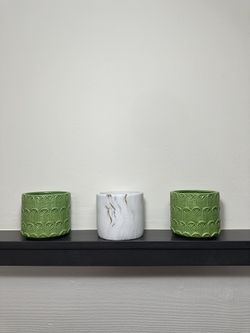 Lime Green Marble Ceramic Pots