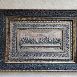 FRAMED LAST SUPPER METAL RELIEF