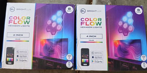 BrightLux Color Flow Hexagon Lights 8-Pack (x2)