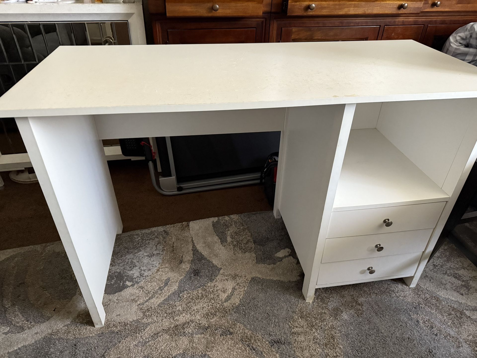 White Desk With Drawers
