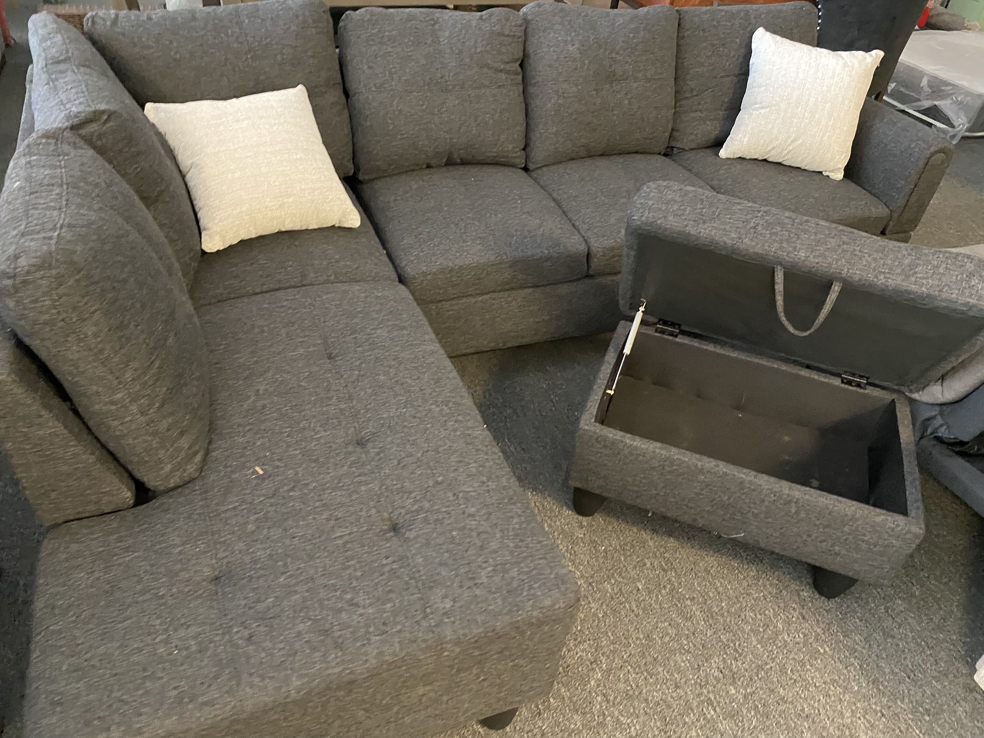 Fall Sale Starts Now! $399 Grey NEW Complete Sectional! Reversible  NEW Clearance Til Gone 3 Left  IN STOCK! NO WAIT