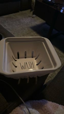 Rae Dunn White Ceramic 'WASH' Soap: $5