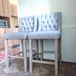 "PAIR" OF GRAY UPHOLSTERED BAR STOOLS/ COUNTER CHAIRS 