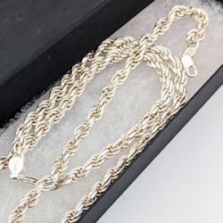 6MM  TWISTED ROPE 925 SILVER NECKLACE AND BRACELET SET!