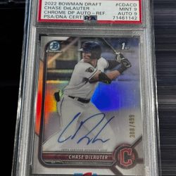 psa 9 chase delauter 1st bowman chrome auto /499