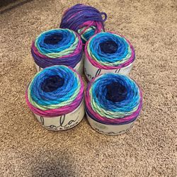 5 Bundles Of Multicolored Yarn 