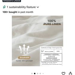 Simple&Opulence 100% Linen Duvet Cover Set 3pcs Basic Style Natural French Washed Flax Solid Color Soft Breathable Farmhouse Bedding with Button Closu