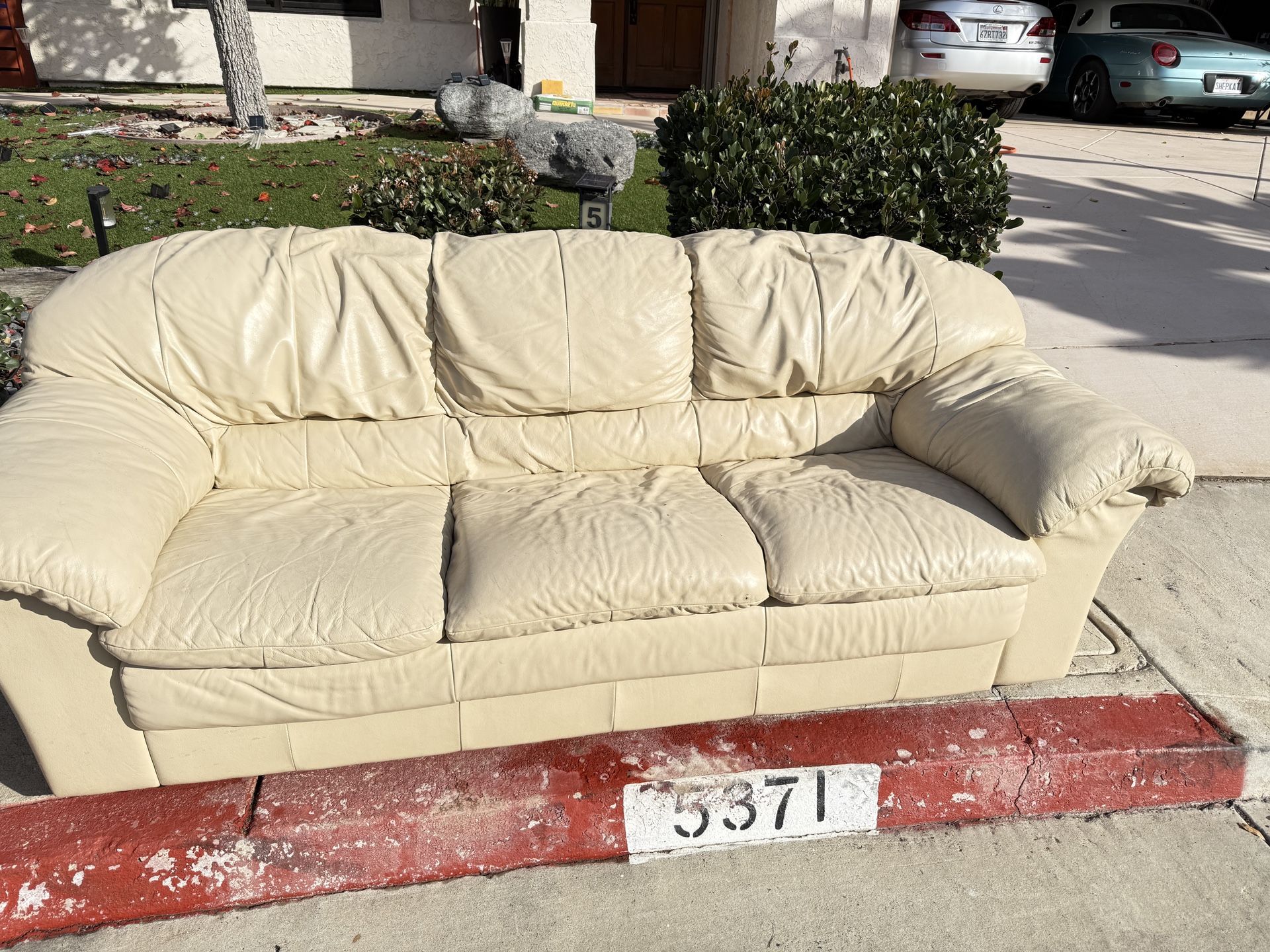 Free On Curb. Leather Couch