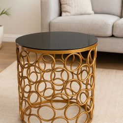 Cristal Glass & Metal Gold Table 