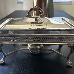 Two Silver Chafing Dishes and Serving Utensils 