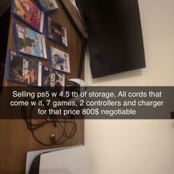 Ps5 w 4.5 Tb Storage, Games, Controllers, Chargers
